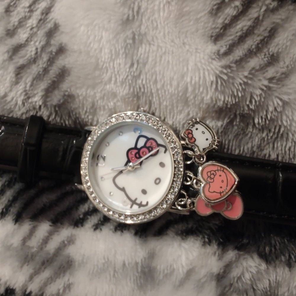Hello Kitty Black and Silver Kids Watch